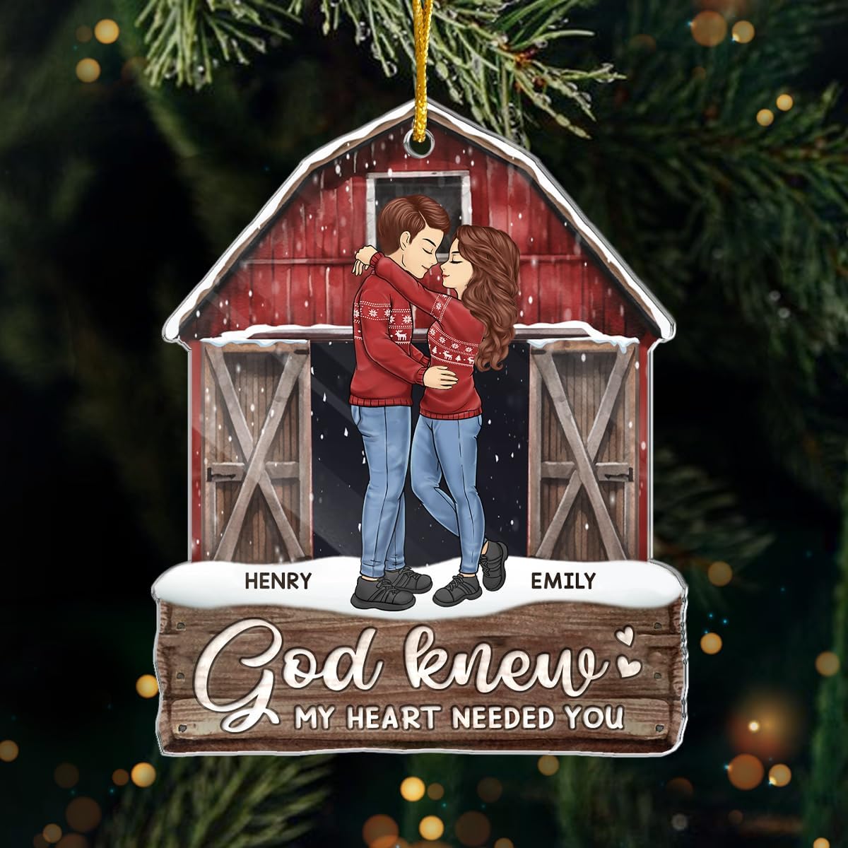 Pawfect House God Knew My Heart Needed You, Personalized Christmas Ornaments Gifts for Couples, Christmas Anniversary Birthday Gifts for Husband, Wife, Wooden Ornaments, Housewarming Gift for Her, Him
