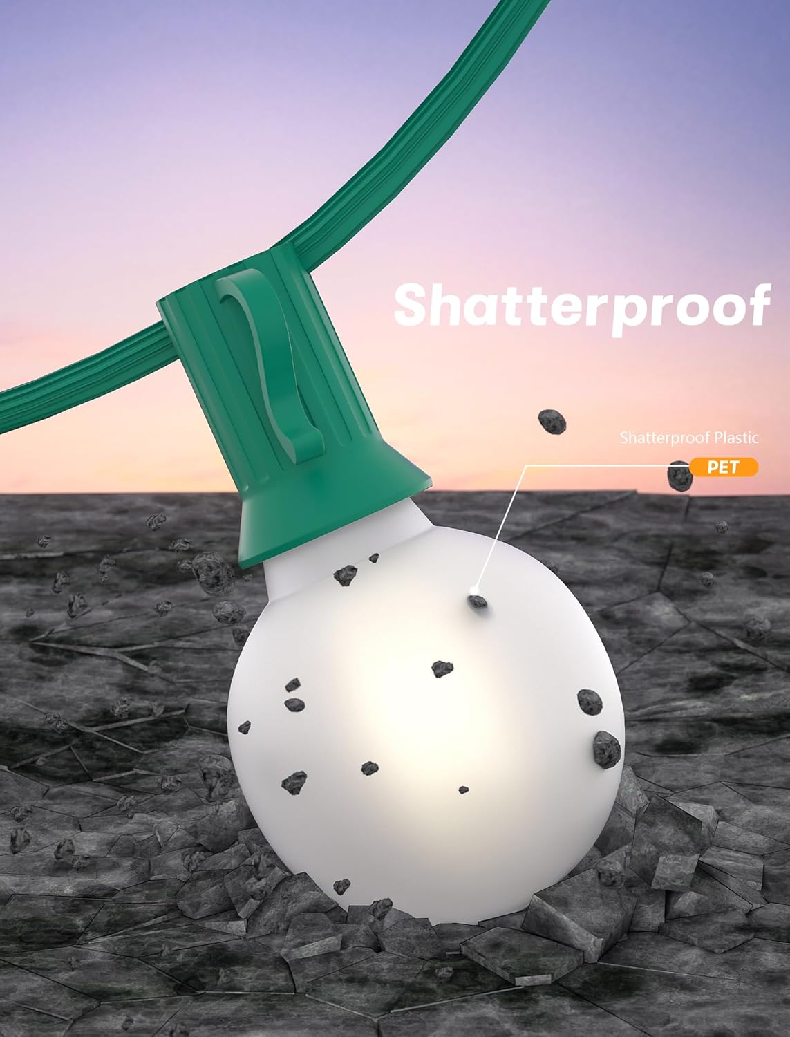 SUNSGNE 25Ft Globe Christmas Lights Outdoor, G40 LED Round Christmas Lights with 27 LED Frosted White Bulbs(2 Spare) for Yard Patio Garden Balcony Bistro Decor, Green Wire