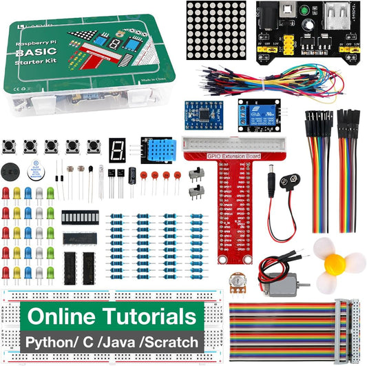 LAFVIN Basic Starter Kit for Raspberry Pi Development Board Breadboard LCD1602 Module Python C Java Scratch Beginner Kit