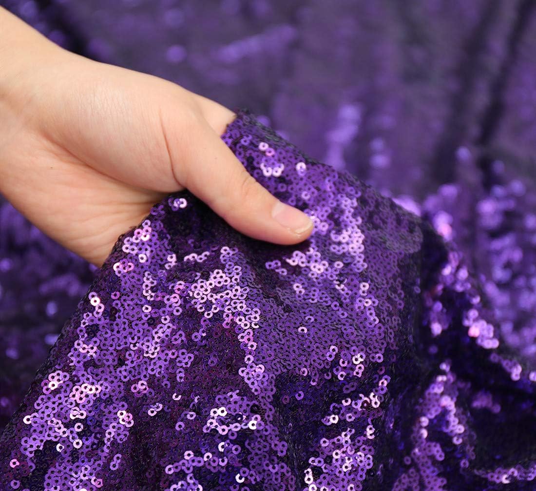 Poise3EHome 2ft x 8ft Purple Sequin Photography Backdrop Curtain 2 Panels for Party Decoration, Purple