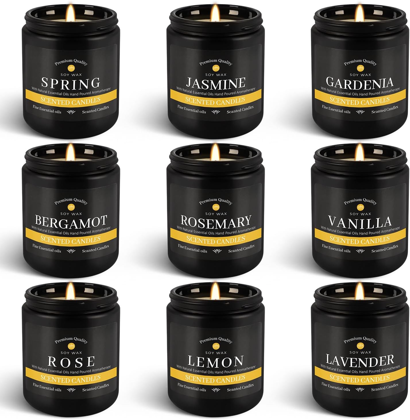 9Psc Scented Candles Set | Men Candle Set,7oz Gifts for Men Aromatherapy, Soy Candle(Black)