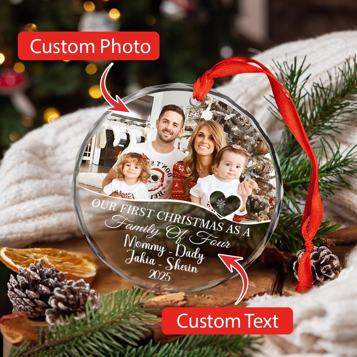 Personalized Christmas Ornaments with Names, Couple Glass Ornament, Custom Wedding Gifts for Couples 2025, Wedding Gift Ideas for Newly Wed Couple, Bride, Bridal Shower, Future Mr & Mrs (F3)