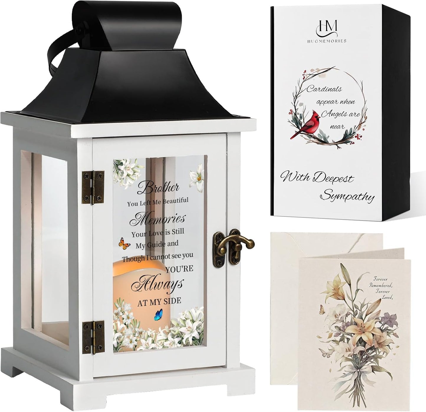 Memorial Lantern Bereavement Sympathy Gifts in Memory of Loved One Memorial Gifts for Loss of Brother Remembrance Gifts for Loss of Brother with LED Candle