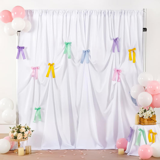 White Wedding Backdrop Curtain : 2 Panels 5.8×8ft Backdrop DIY Creative Photography Props Background - Shower Party Event Decorations