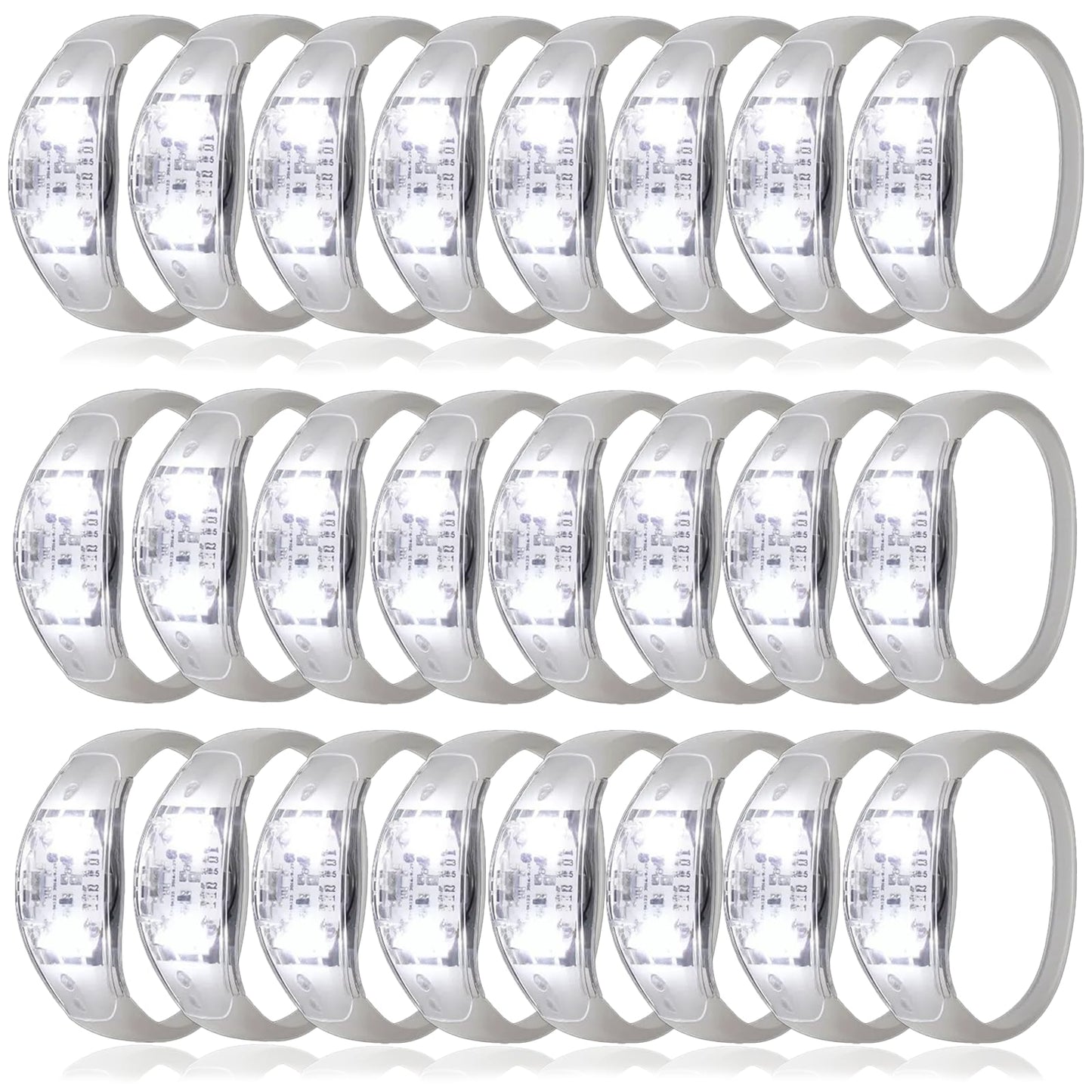 Dhseinat 24 Pcs LED Glow Bracelets Sound Activated Bracelet Glow Bracelets with Flashing LED Strobe