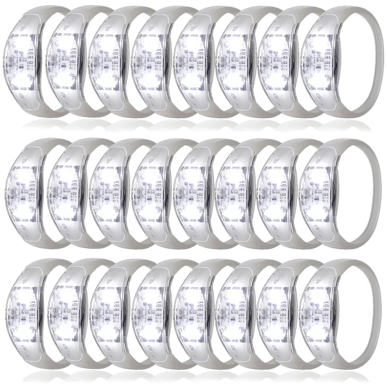 Dhseinat 24 Pcs LED Glow Bracelets Sound Activated Bracelet Glow Bracelets with Flashing LED Strobe