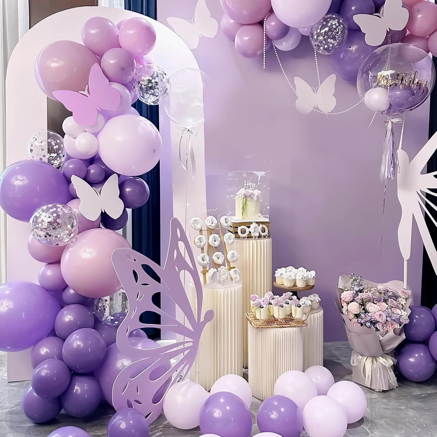 Purple Halloween Balloons, Latex Party Balloons with Ribbons, 100 Pack 12 inch Round Helium Balloons for Purple Wedding,Graduation,Birthday,Halloween Party Decorations and Spooky Party