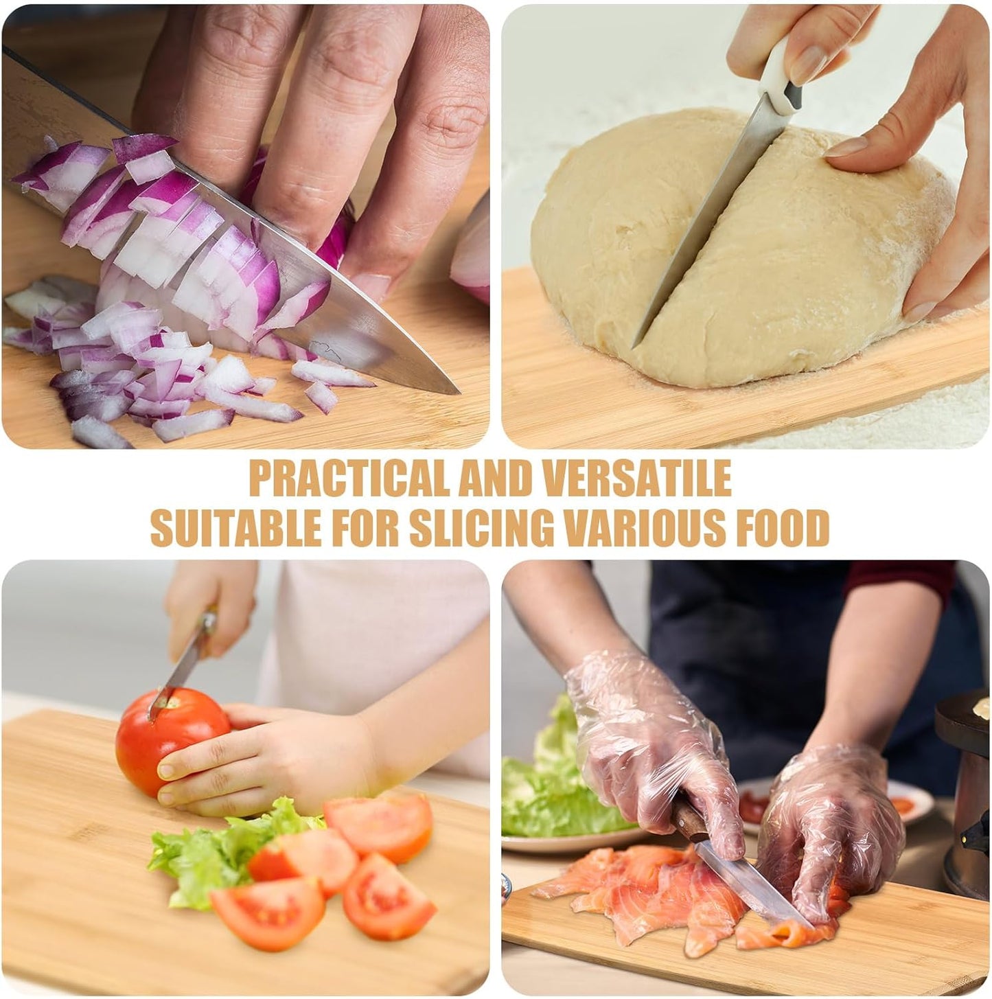 Patelai 12 Packs Wooden Cutting Board Set with Handles Large Kitchen Serving Plain Chopping Board Bulk Gifts for Mom for Vegetables Meat Pizza Cheese Fruit Bread(Bamboo,17 x 10 Inch)