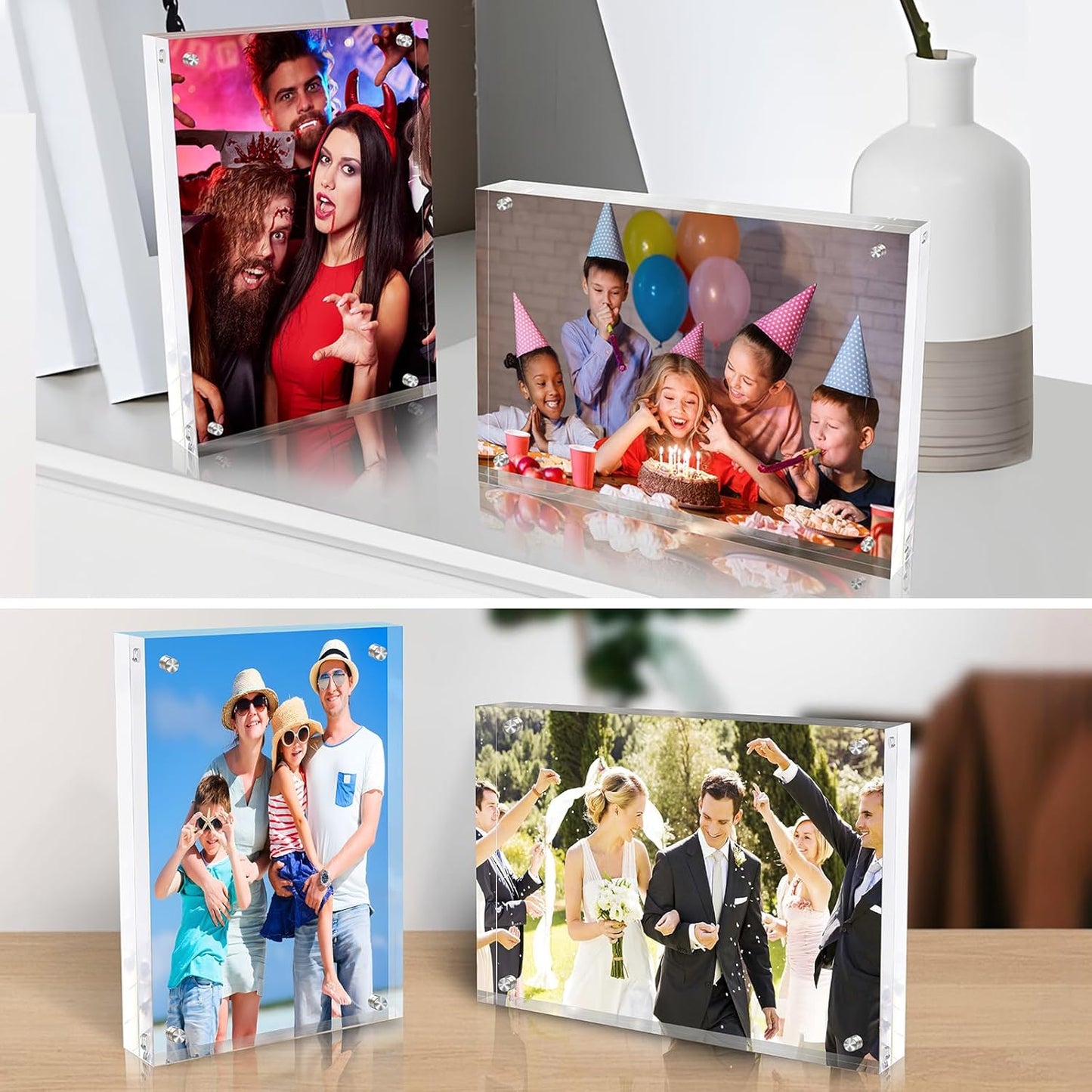 8x10 Inches Acrylic Picture Frames 1 Pack, Double Sided Magnetic Photo Frames,Free Standing on Desk or Table Clear Picture Frames