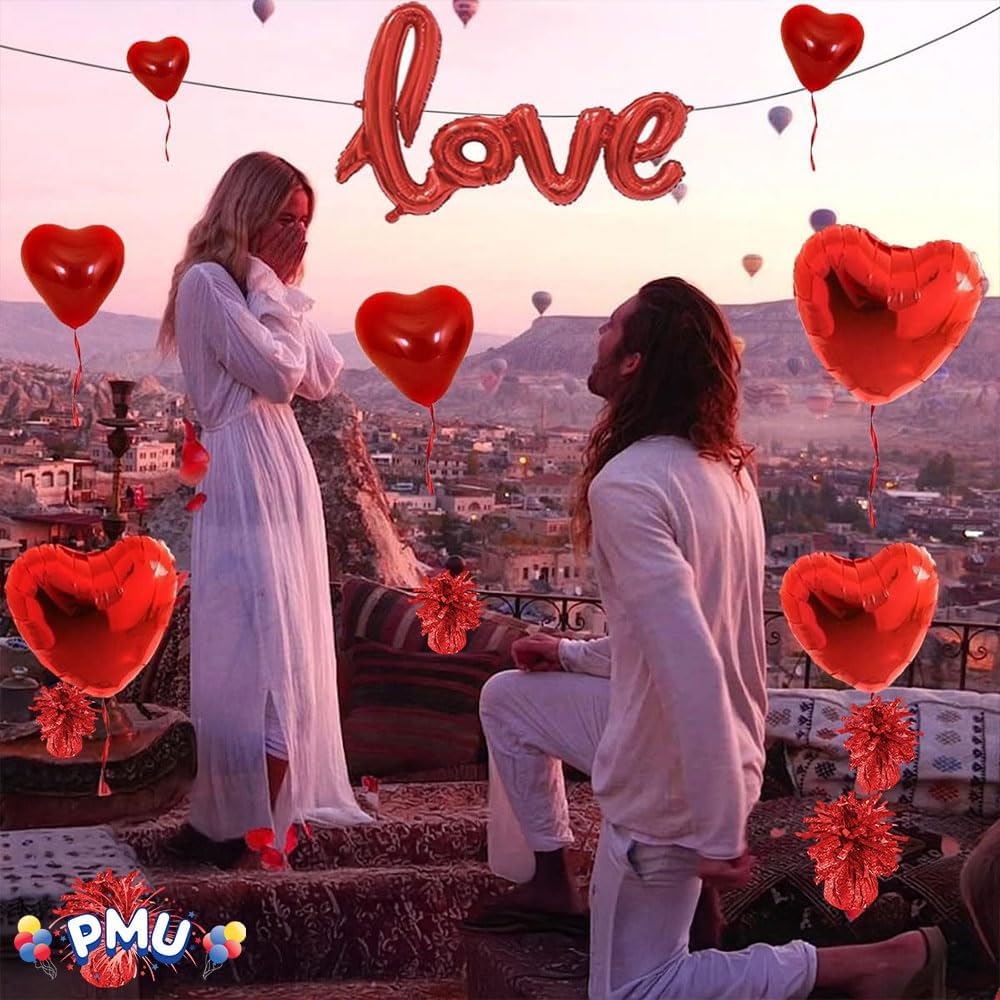 PMU 12 Pcs Kisses Balloon Weights - Decorative Balloon Weight for Christmas, Thanksgiving, Birthday, Party Favors, Wedding & Baby Shower - 6oz. Red, Pkg/12