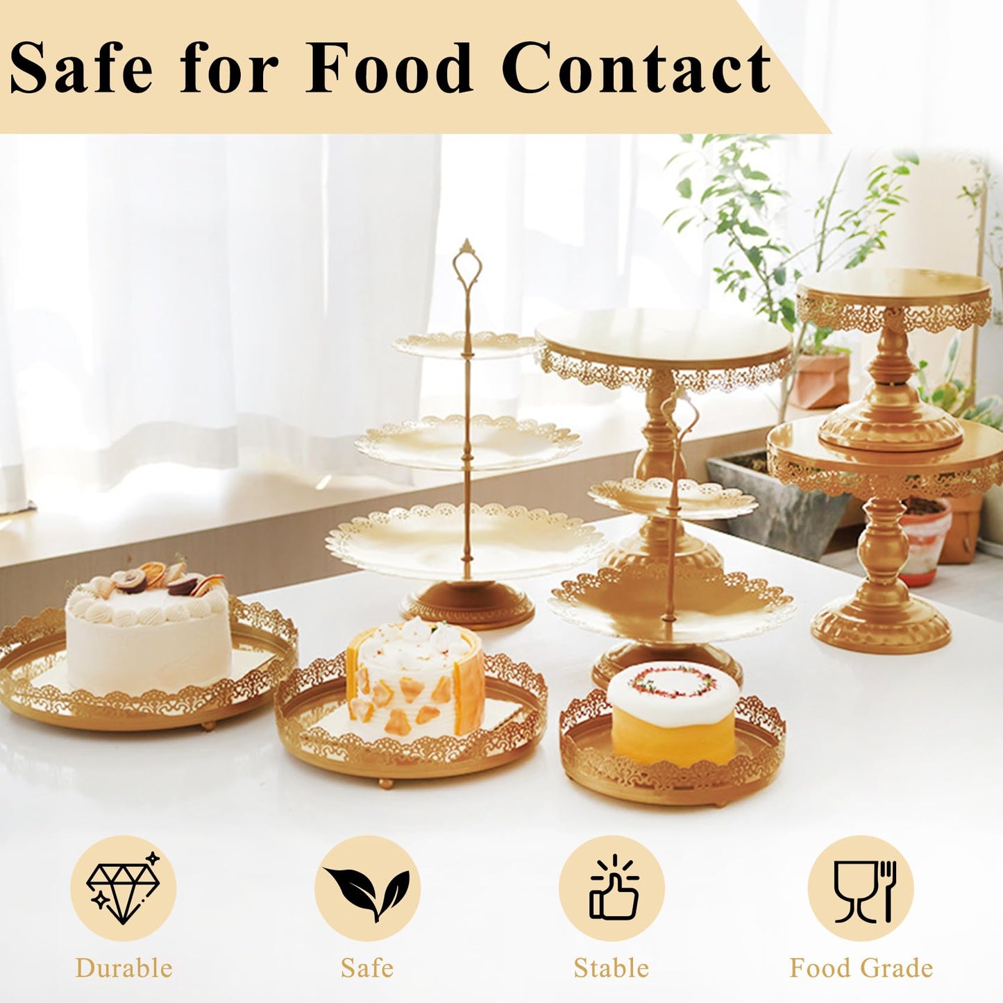 JALANCY Set of 9 Cake Stands Metal Cupcake Stand Set Multiple Styles Candy Fruit Display Tower