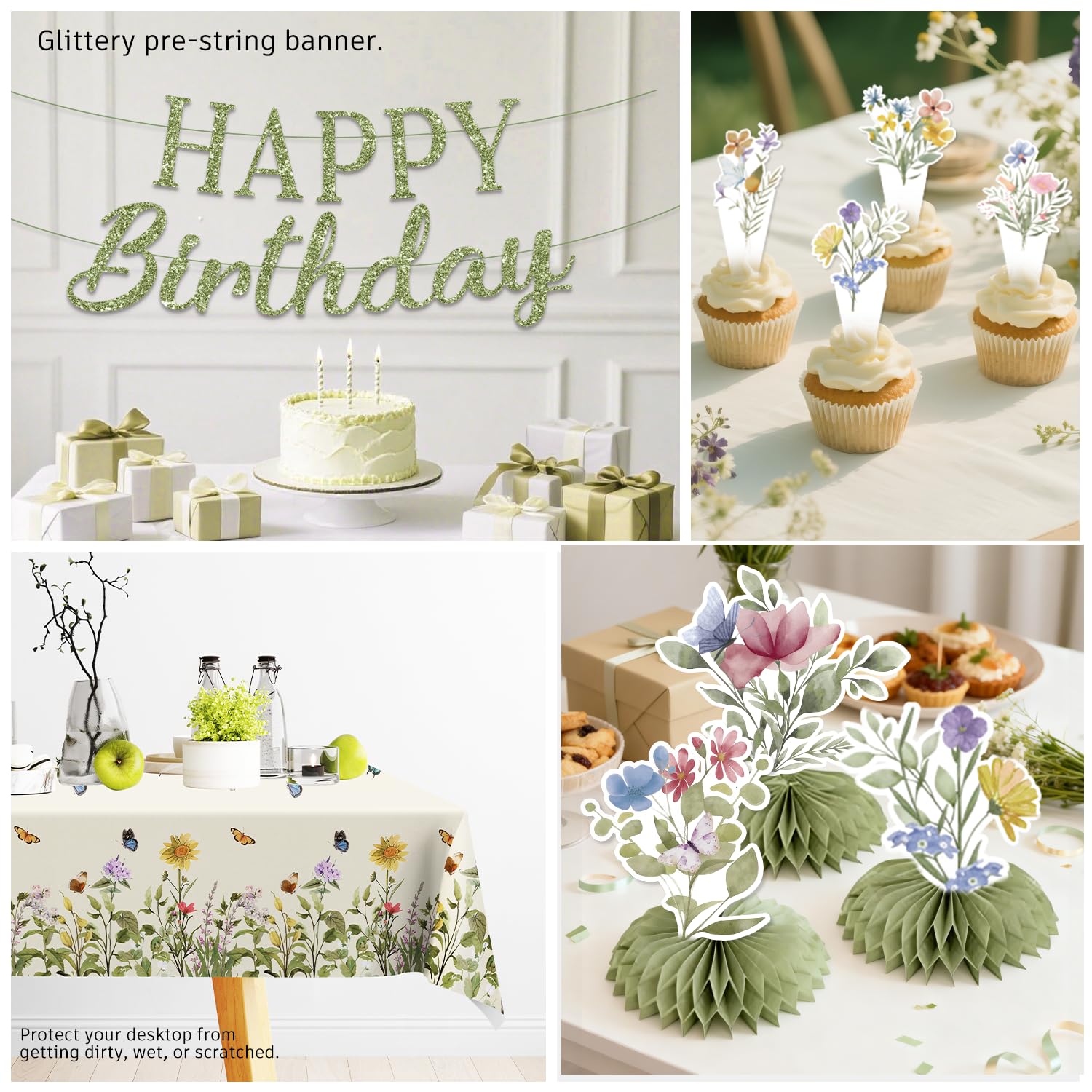 Xynic Wildflower Party Decorations Girl, Flower Themed Birthday, Serve 25