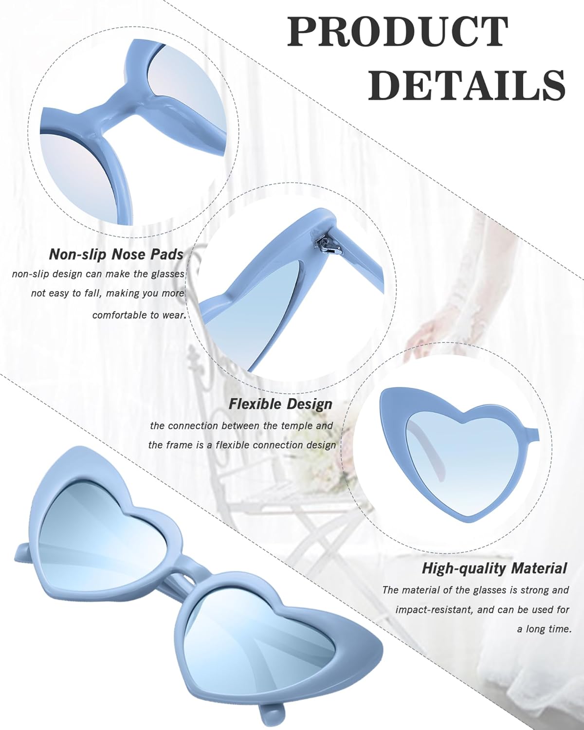 Flutesan 20 Pairs Retro Heart Sunglasses Vintage Cat Eye Heart Glasses Women Bachelorette Bride Sunglasses Bulk