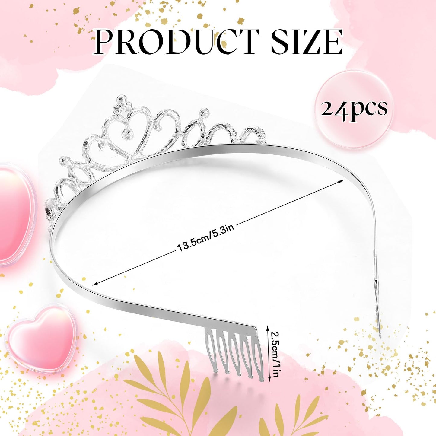 Yuefunny 24 Pcs Crystal Tiara Crowns for Women Bulk Rhinestone Princess Headband Crown with Combs