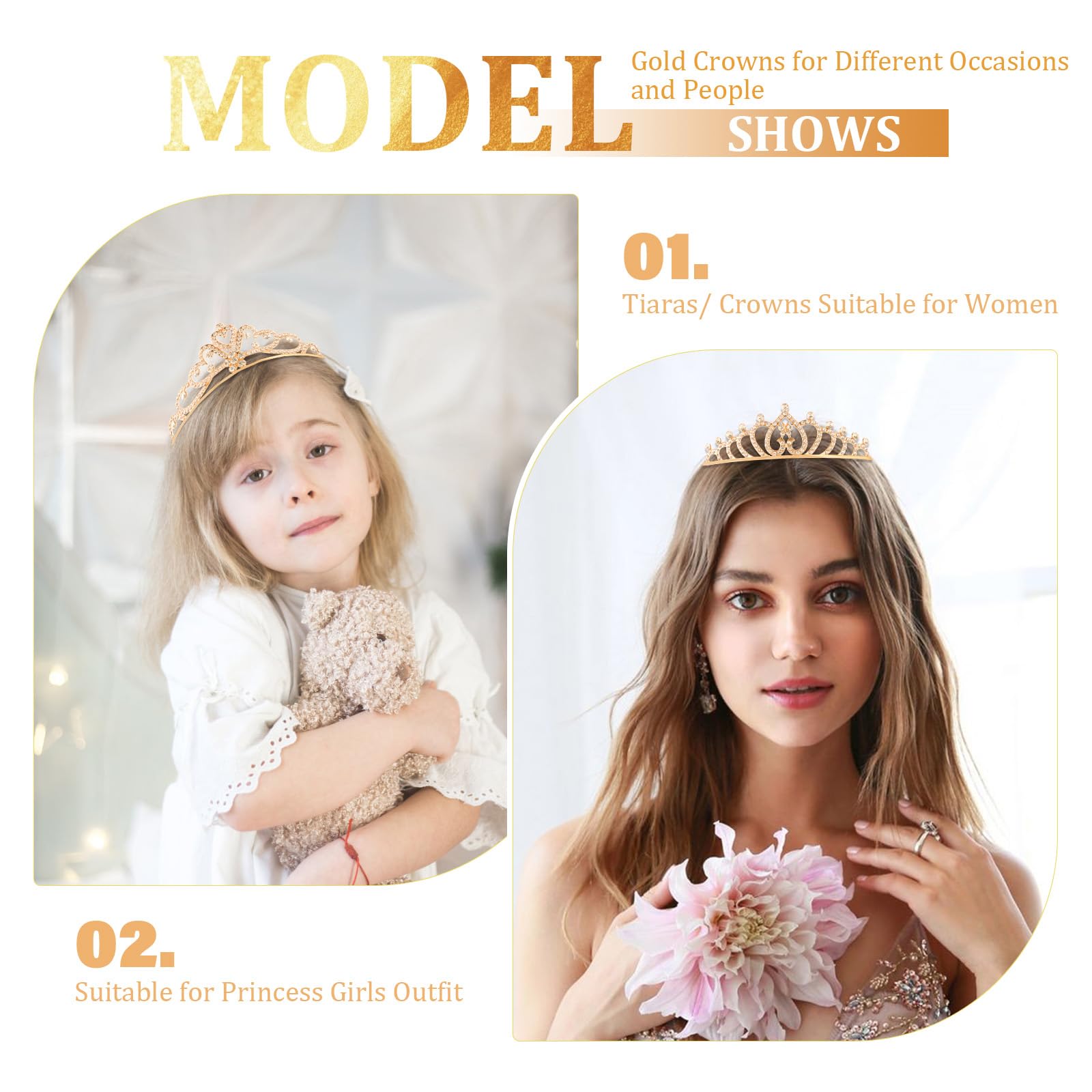 Tihebax 10 Pcs Gold Tiaras Crowns Headbands for Women Girls Princess Tiara Bulk Crown Rapunzel