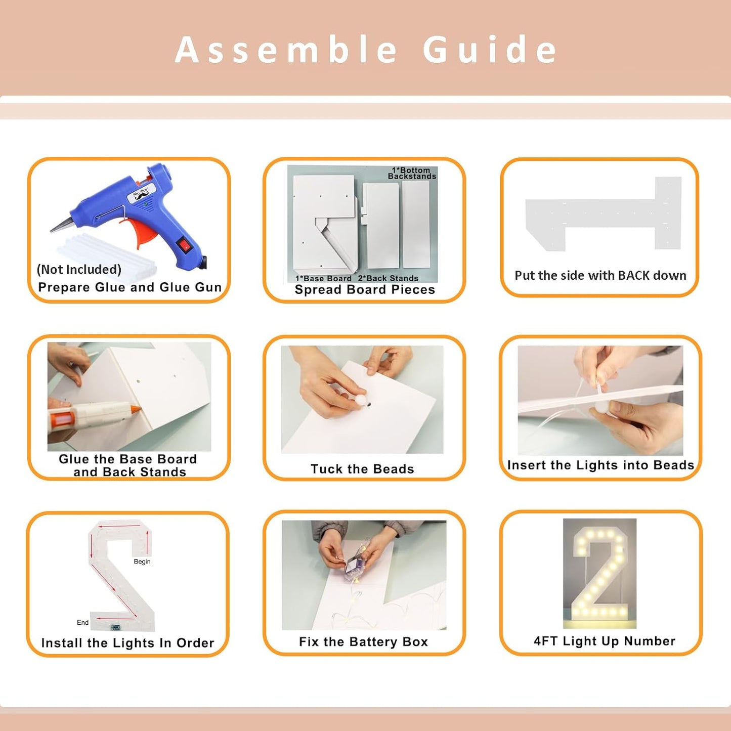 4FT Light Up Numbers, Marquee Numbers 4 Feet Tall Giant Number 45 Mosaic Big Number Sign for 45th Birthday Party Backdrop Anniversary Decorations, Pre-Cut Large Frame 45