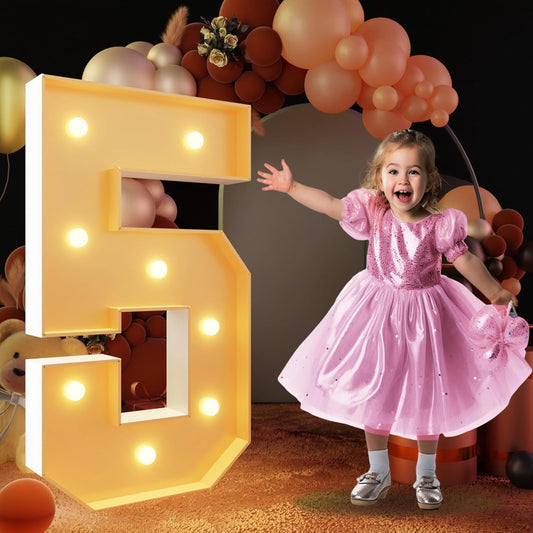 imprsv 3FT Light Up Numbers, Marquee Numbers 5 for Birthday and Anniversary Party Decorations, Large Light Up 5, Pre-Cut Foam Board Kit