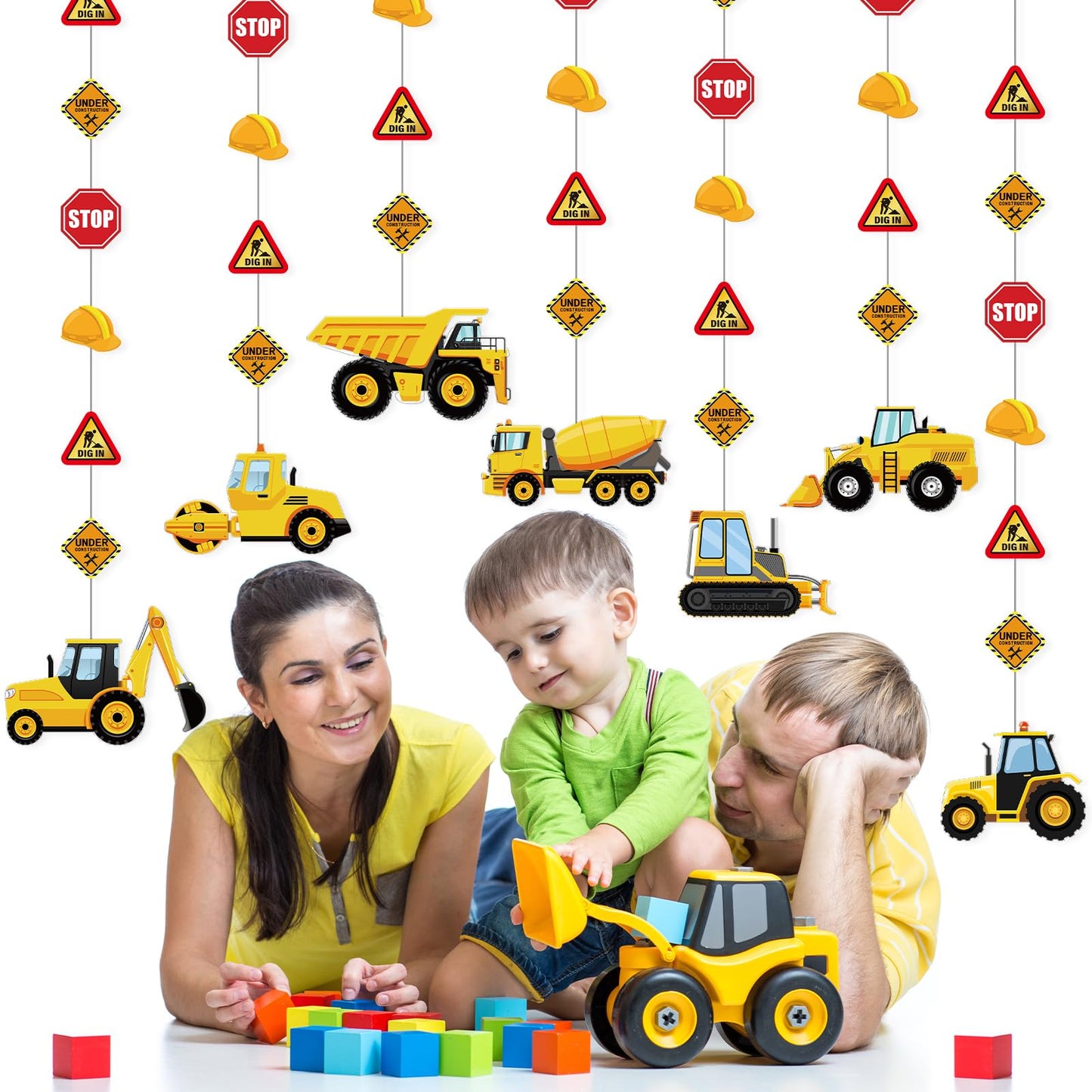 Faccito 8 Packs Back to School Construction decor Traffic Garland Banner