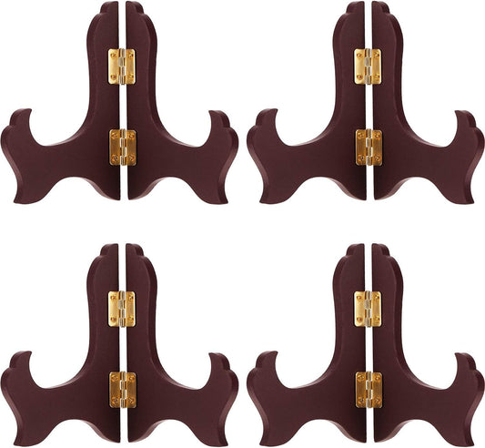 Tatuo 4 Packs Wooden Display Stand Decorative Plate Stands for Display Picture Frame Holder Easels