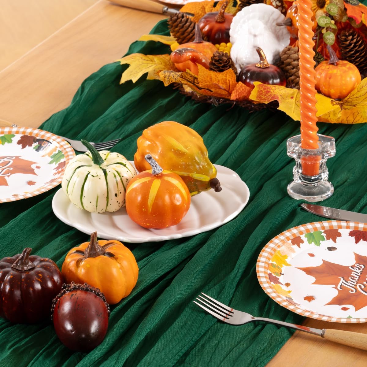 Emerald Green Cheesecloth Table Runner Fall Table Runner Boho Gauze 120 Inches Green Cheese Cloth Fall Table Decorations for Thanksgiving Wedding Bridal Baby Shower Tea Party