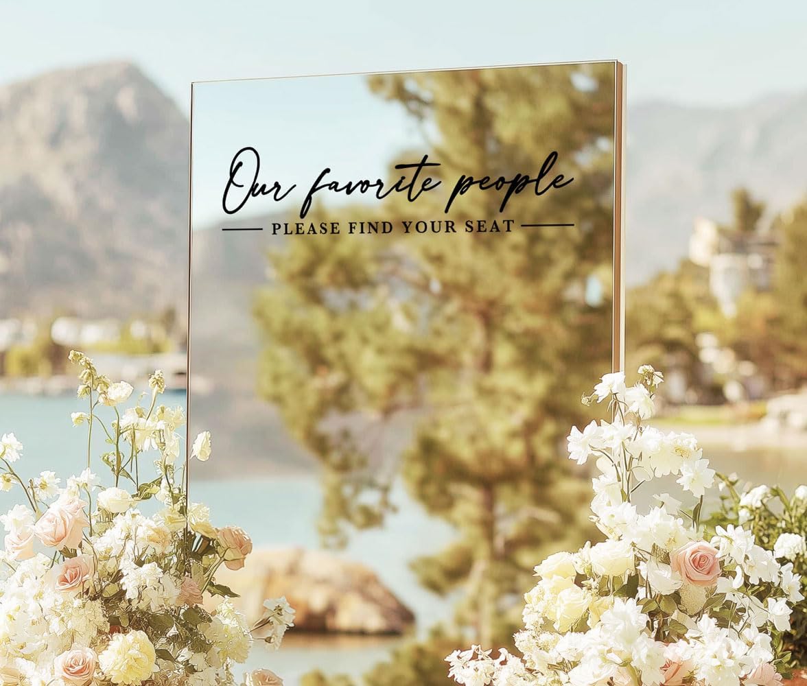 Our Favorite People Decal for Calligraphy Wedding Seating Chart Sign for Vinyl Sign Please Find Your Seat Mirror Vinyl Decal (Black, 20 inches Wide)