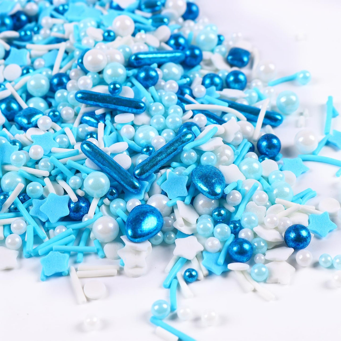 Blue Sprinkles for Cake Decorating, Galaxy Blue Sprinkles Mix, Metallic Sprinkle Mix for Cupcakes, Macaron, Ice Cream, and Cookies(120g/4.23oz)