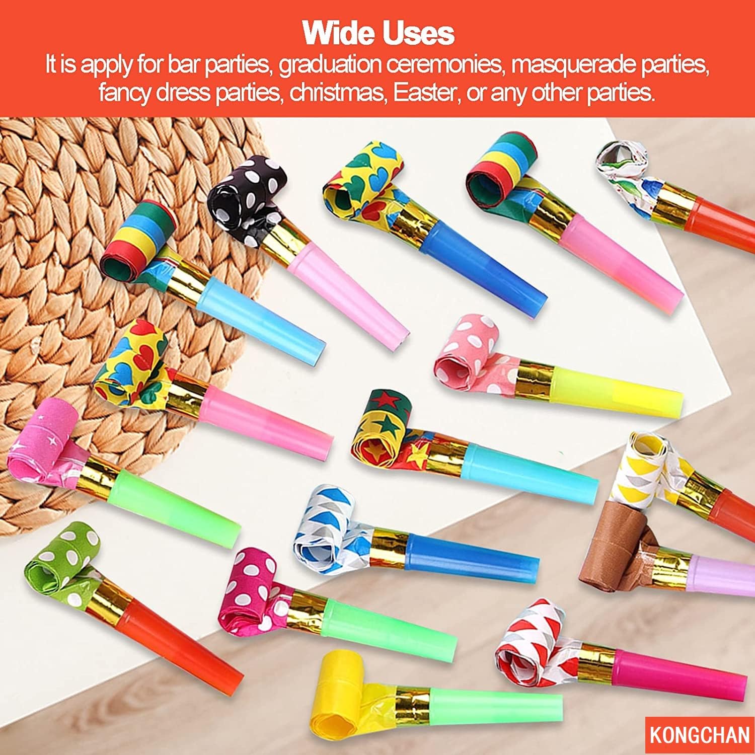 25pcs Party Blowers,Colourful Noisemakers Party Blowouts Squawkers Fringed Noise Maker,Birthday