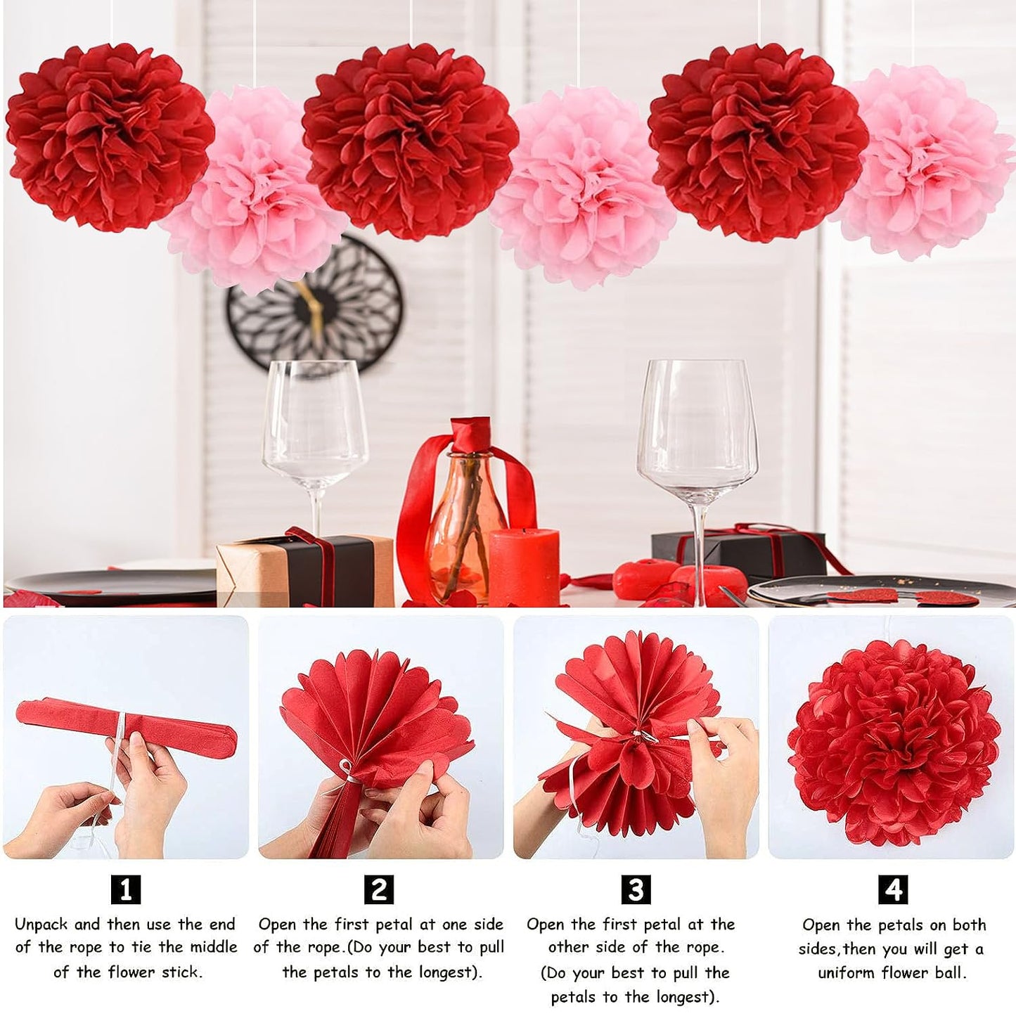 Upgraded Valentines Day Decorations Set Pre-Assembled Hanging Heart Swirls,BE Mine Banner,Heart XO