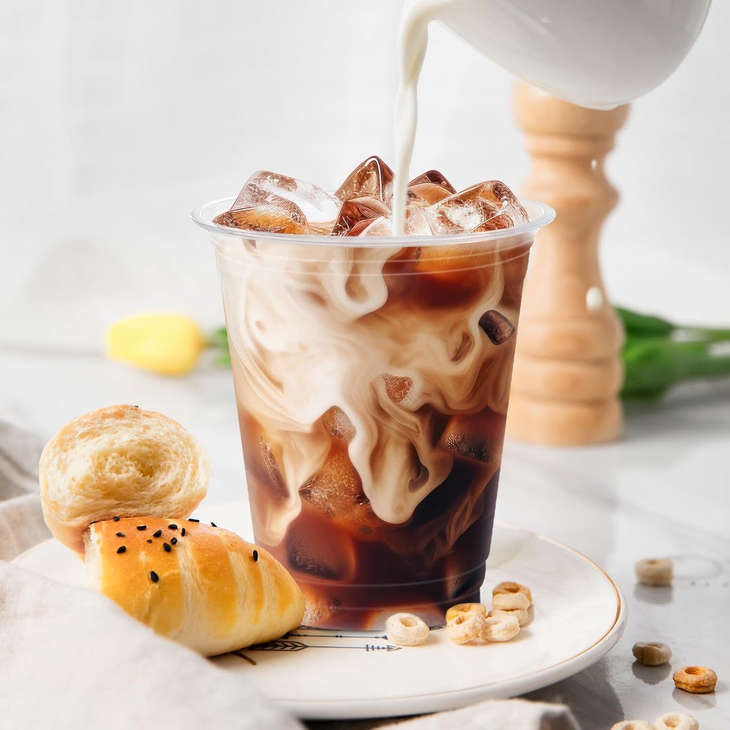 12 oz Clear Plastic Cups - 300 Count Disposable Wine Cup for Party, 12 Ounce Drinking Cups Bulk, PET Cocktail Glasses for Smoothie, Fruit, and Cold Beverage