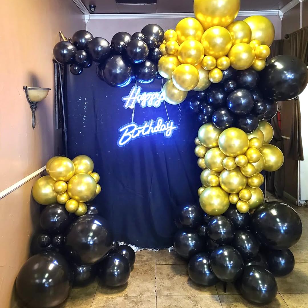 Black and Gold Balloons, 50PCS 12 Inch Black and Gold Confetti Balloon Party Decorations for