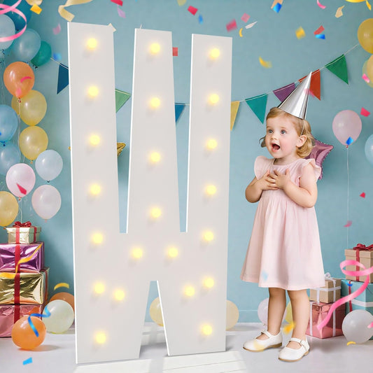 4FT Marquee Light Up Letters - Large Marquee Letters 4 Feet Tall for Birthday Party Decorations, Big Letter for Wedding Event Marry Me Baby Shower Bridal Shower, Letter W