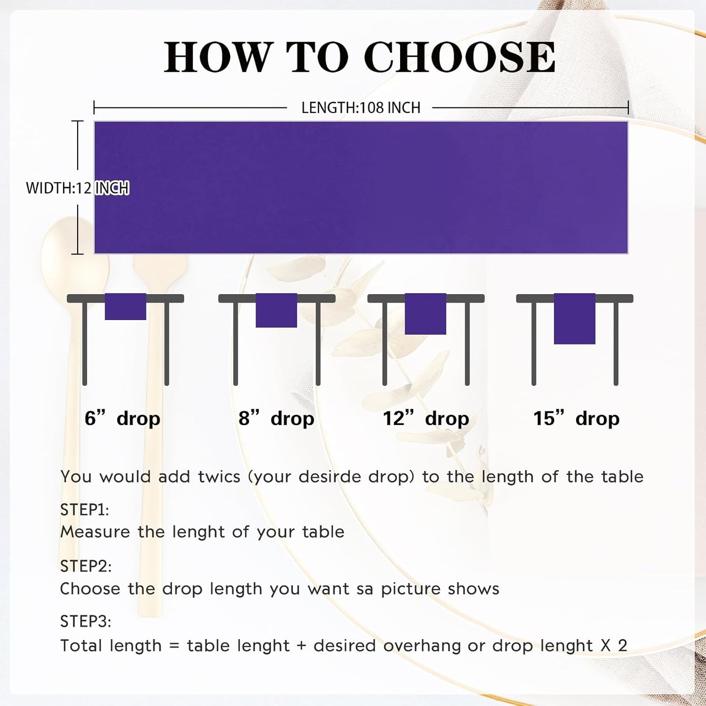 10 Pack Satin Table Runner 12 x 108 Inch Long Purple Silk Table Runner for Wedding Party Banquet Birthday Decoration