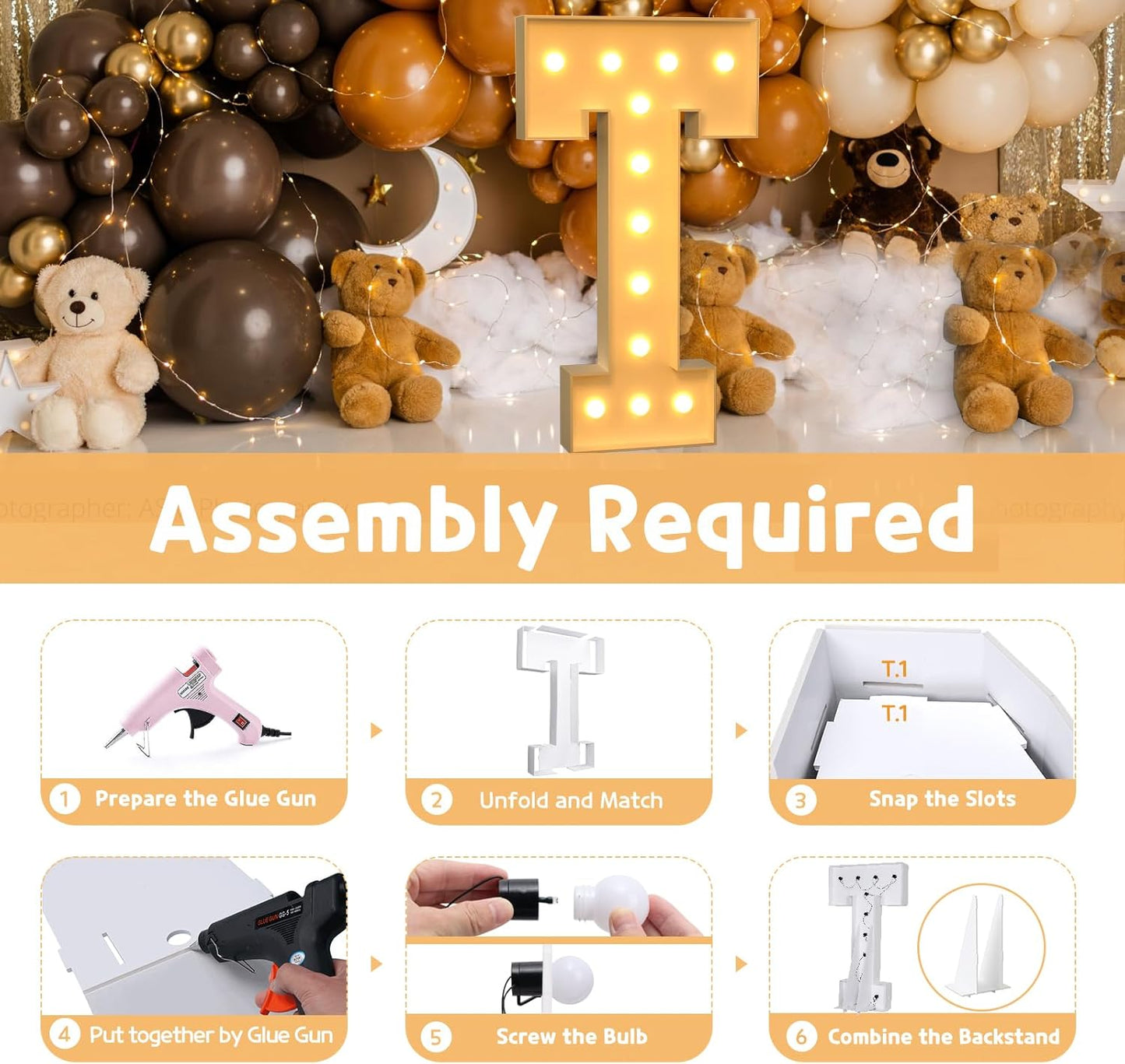 imprsv 4FT Marquee Light Up Letters for Birthday Party Decorations Large Marquee Letters for Wedding Event Bridal Shower Engagement Anniversarty Party Decor,Letter T