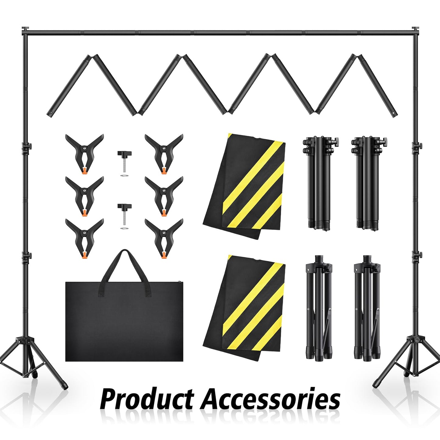 Forlogic Backdrop Stand 10x7.5ft(WxH),Portable Adjustable Photo Back Drop Stand for Party