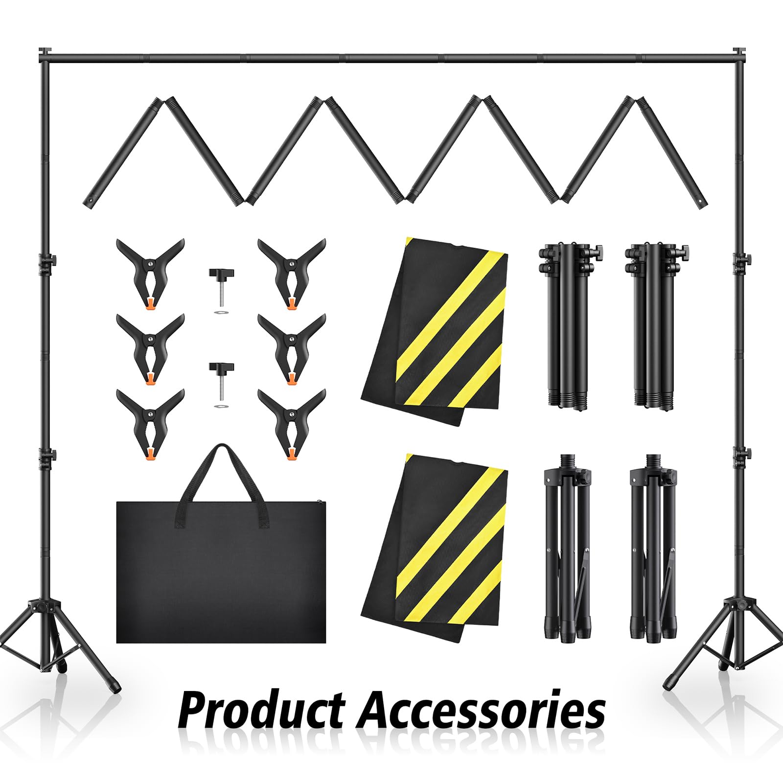 Forlogic Backdrop Stand 10x7.5ft(WxH),Portable Adjustable Photo Back Drop Stand for Party