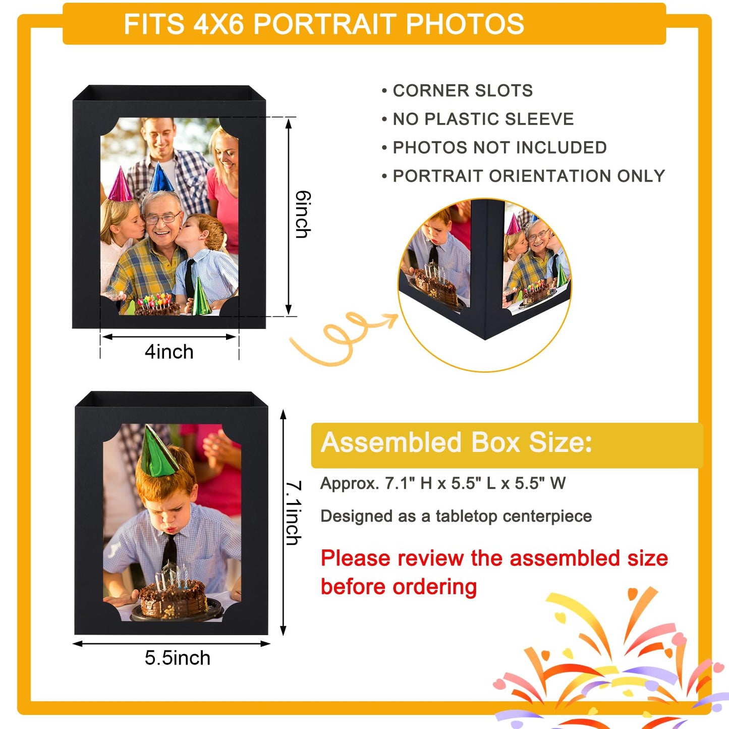 Tongnian 12 Pcs Picture Centerpieces for Table, Photo Display Frame, Black