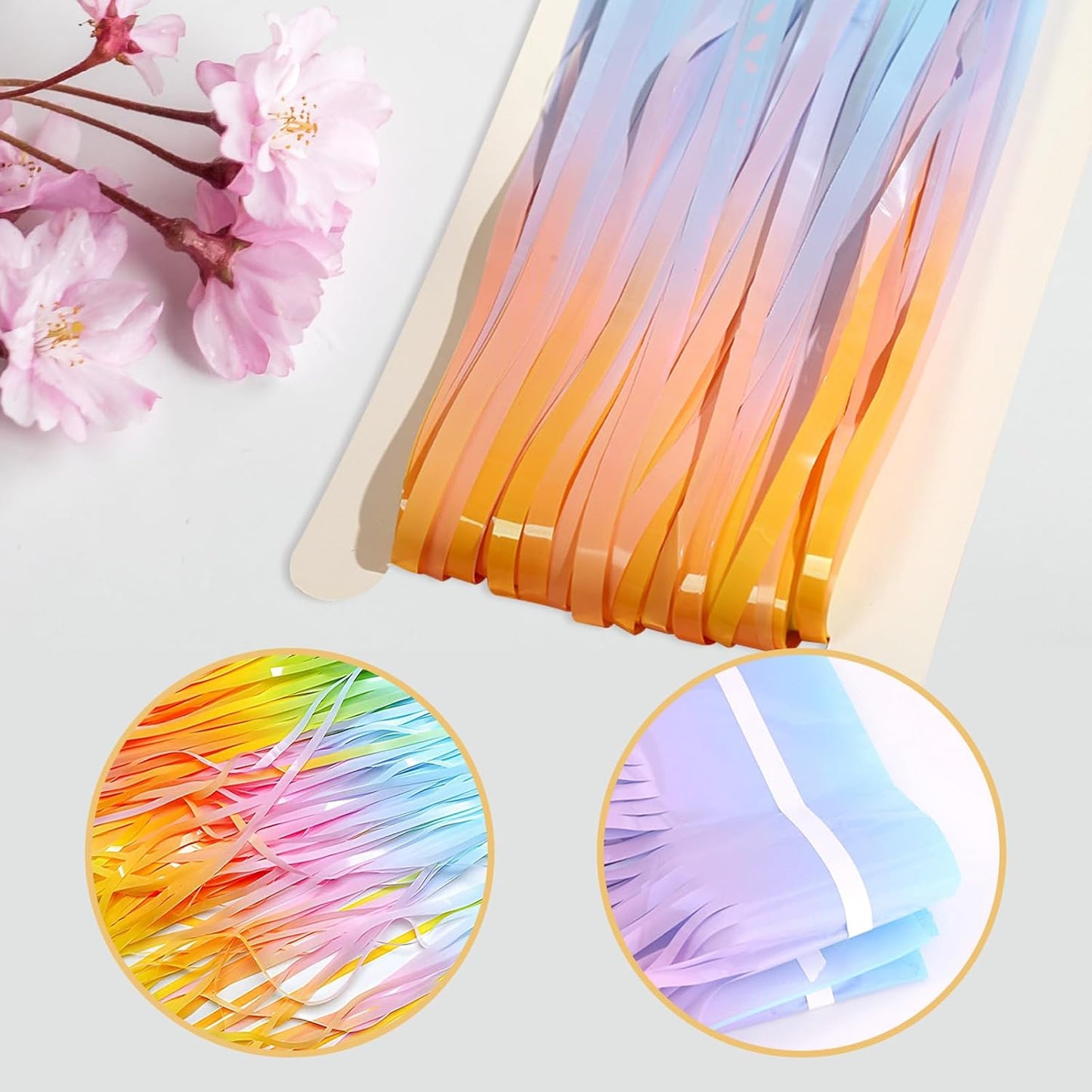 10 Pack Easter Foil Fringe Curtains 3.2ft x 8.2ft Rainbow Backdrop Curtains Photo Booth Background for Birthday Party Decoration Easter Decoration (Colorful)