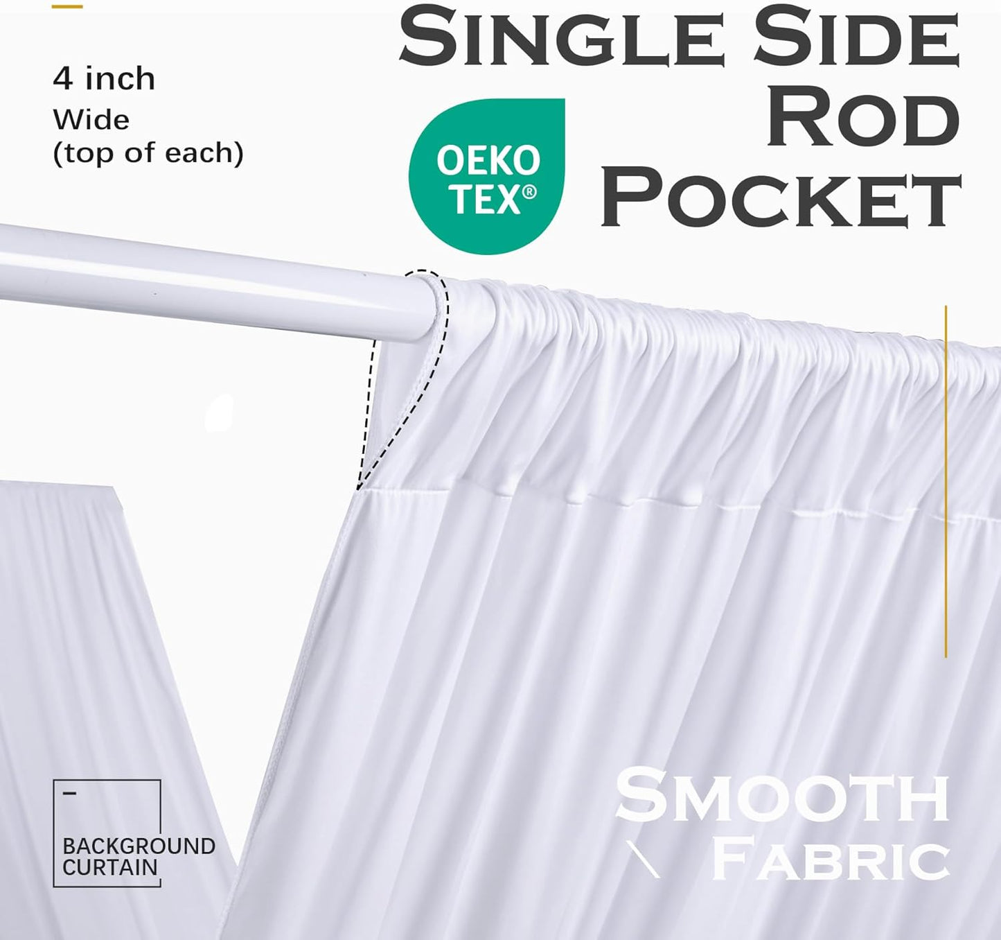 PartyVillage 40ftx40ft White Ceiling Curtain for Wedding Parties – 8 Panels Wrinkle-Free 40 FT Long Tent Draping Curtains for Wedding, Birthday & Theme Parties, 40ft Height with Rod Pocket