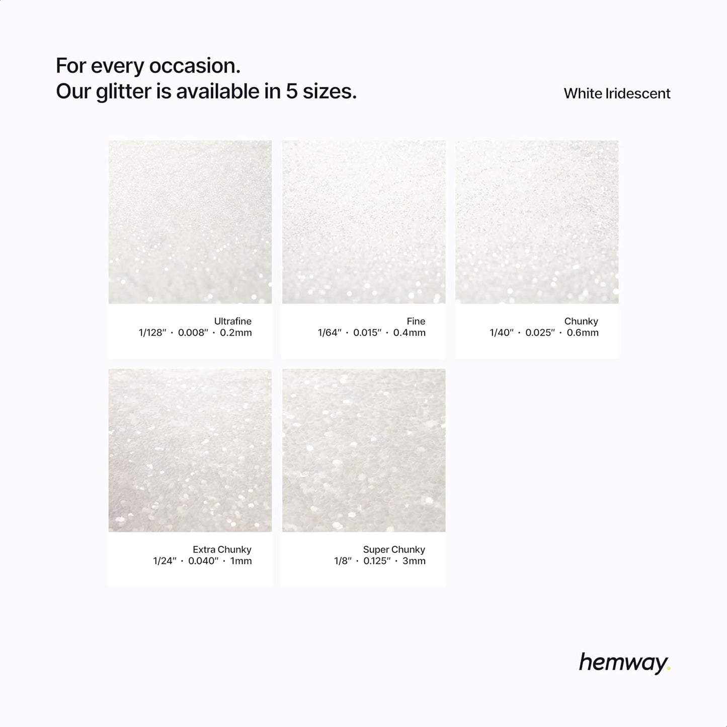 Hemway Biodegradable Glitter Eco Friendly - 100g/3.5oz Bio Cosmetic Safe Sparkle Vegan for Face Eyeshadow Body Hair Festival Makeup Craft - Fine (1/64" 0.015" 0.4mm) - White Iridescent