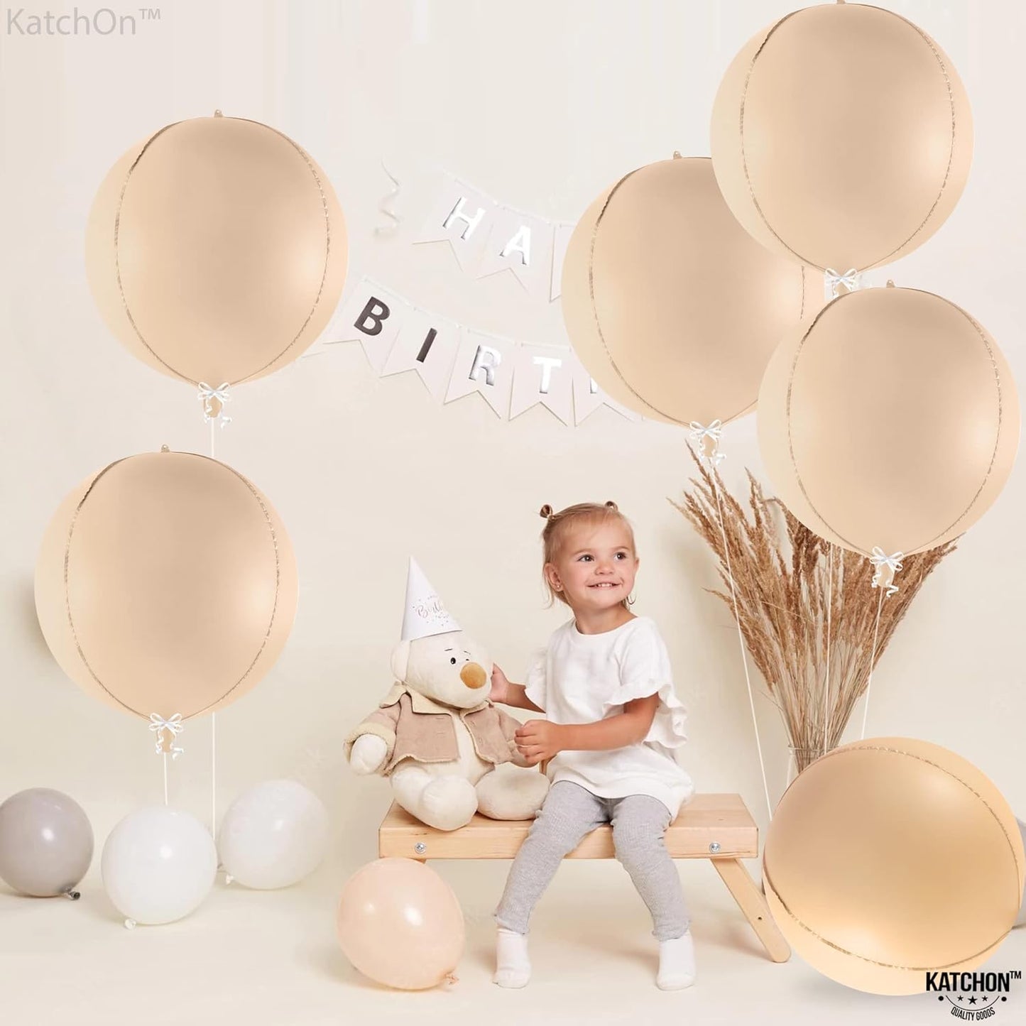 KatchOn, Big 22 Inch Beige Balloons Set - Pack of 6, Cream Balloons | Boho Balloon, Lace Balloon for Neutral Party Decorations, Beige Party Decoration | Graduation Decorations 2025