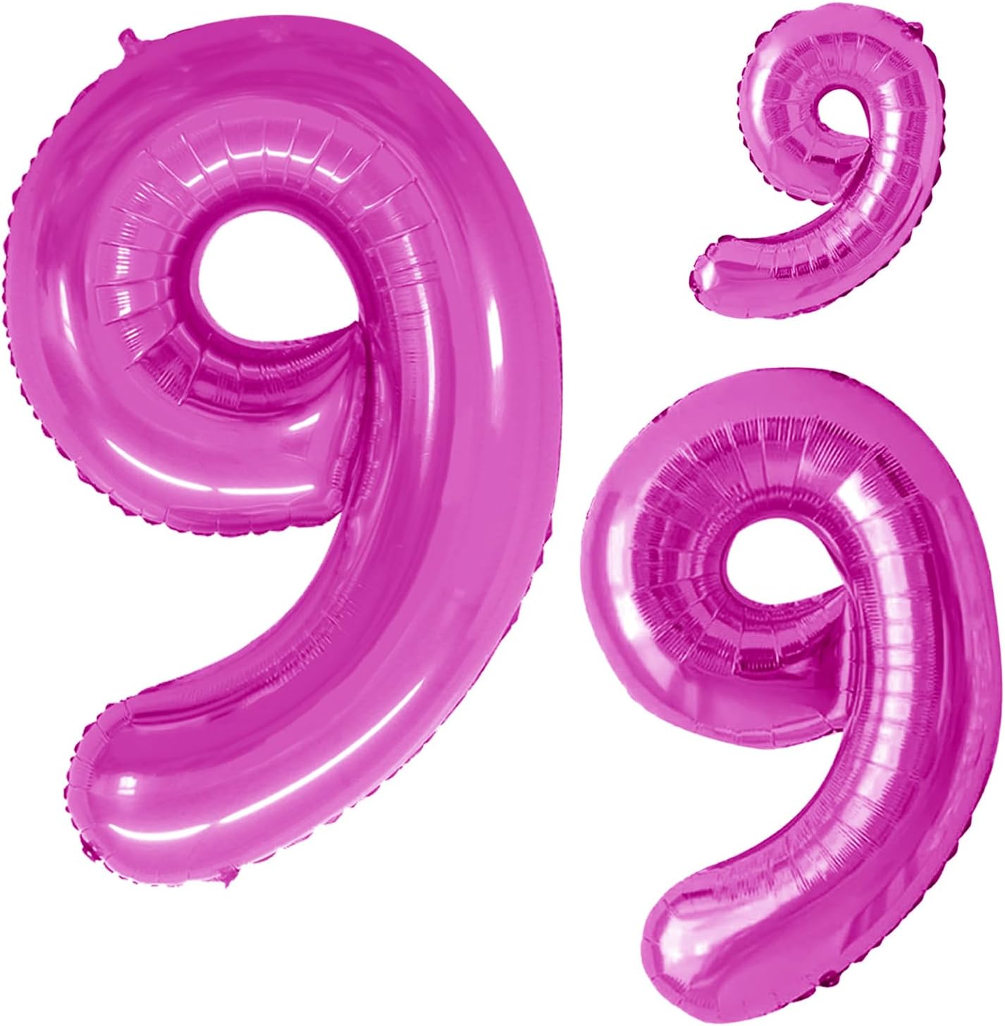 GOER Hot Pink Foil Balloons Number 9,Huge Number Balloons for 9th Birthday Party Supplies Anniversary Decorations(3 pcs,42 inch,32 inc,16inch)