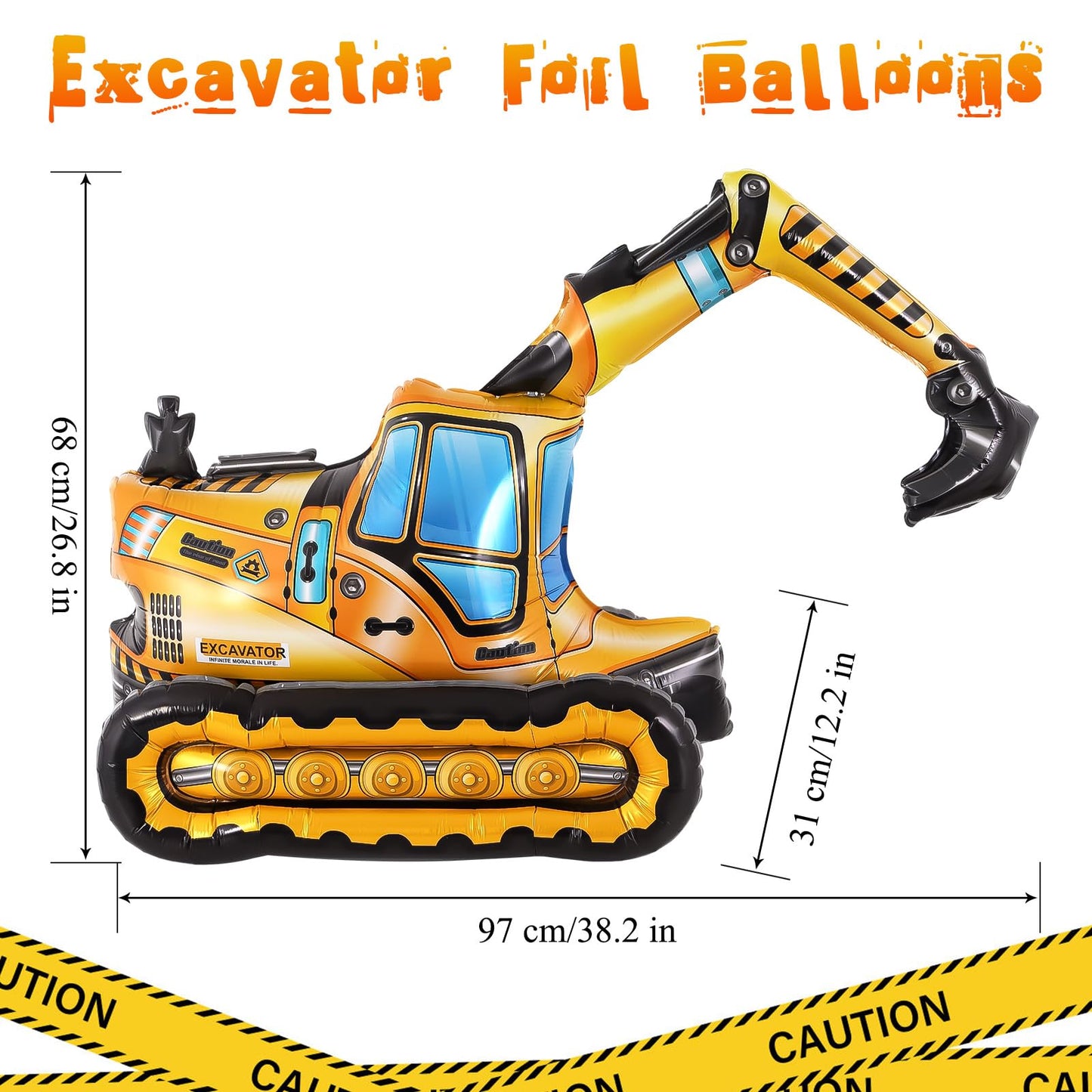 YOTHORN Self Standing 4D Foil Construction Balloon,Large Excavator Balloon, Digger Engineering