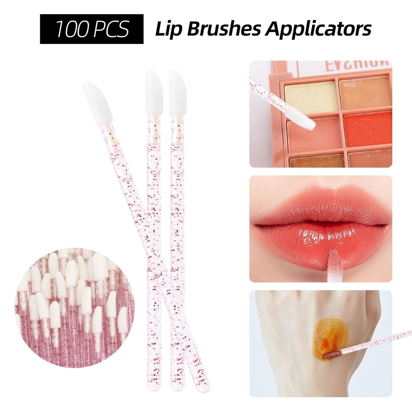 300 Pcs Spoolies Mascara Wands Lip Brushes Micro Swabs Applicator, Disposable Eyelash Brushes Lipstick Tester Makeup Applicator Tool Purple