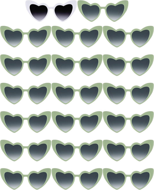 Flutesan 20 Pairs Retro Heart Sunglasses Vintage Cat Eye Heart Glasses Women Bachelorette Bride Sunglasses Bulk