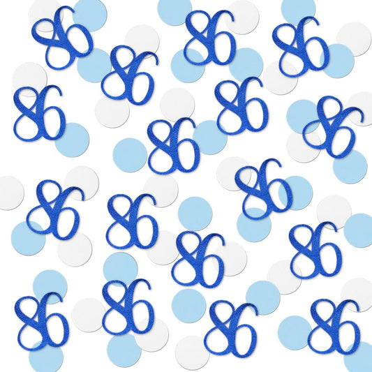 Blue Glitter 86 Confetti, 86th Birthday Number Confetti, 200pcs Anniversary Party Table Decoration Supplies