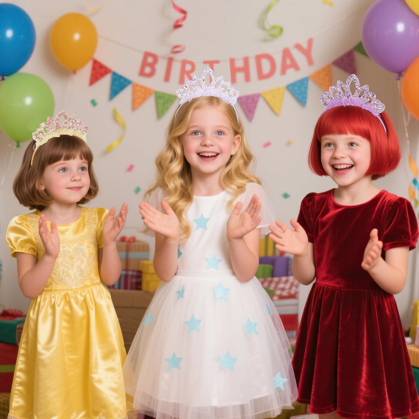 Zifengcer Birthday crown，8 Pack Princess Crown Headband, Glitter Sequin Crown Headband, Shiny