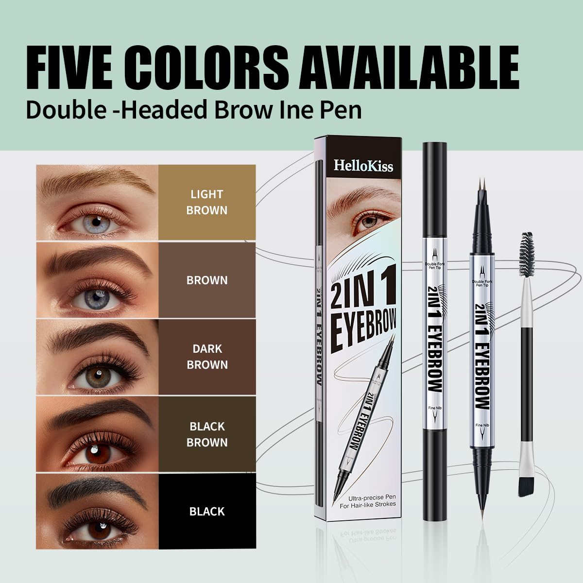 Eyebrow Pen,2-in-1 Dual-Ended Eye Brow Pencil with 2-Fork-Tip and Precise Brush-Tip, Microblading Eyebrow Pen for Waterproof Long Lasting Natural Hair-Like Brows (Black Brown)