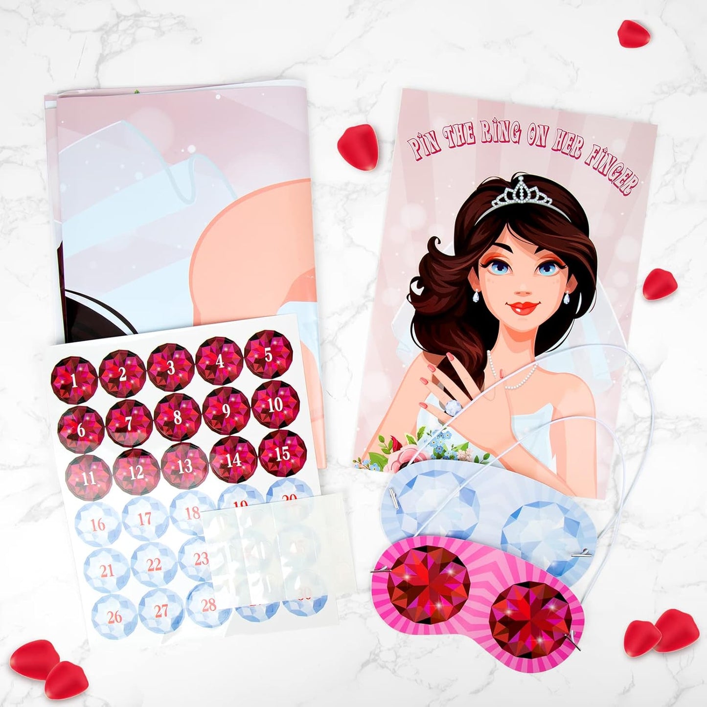 ASTARON Pin The Ring On The Bride, Bridal Shower Hen Party Bachelorette Party Girls Game Bride To Be Pin Game Party Supplies