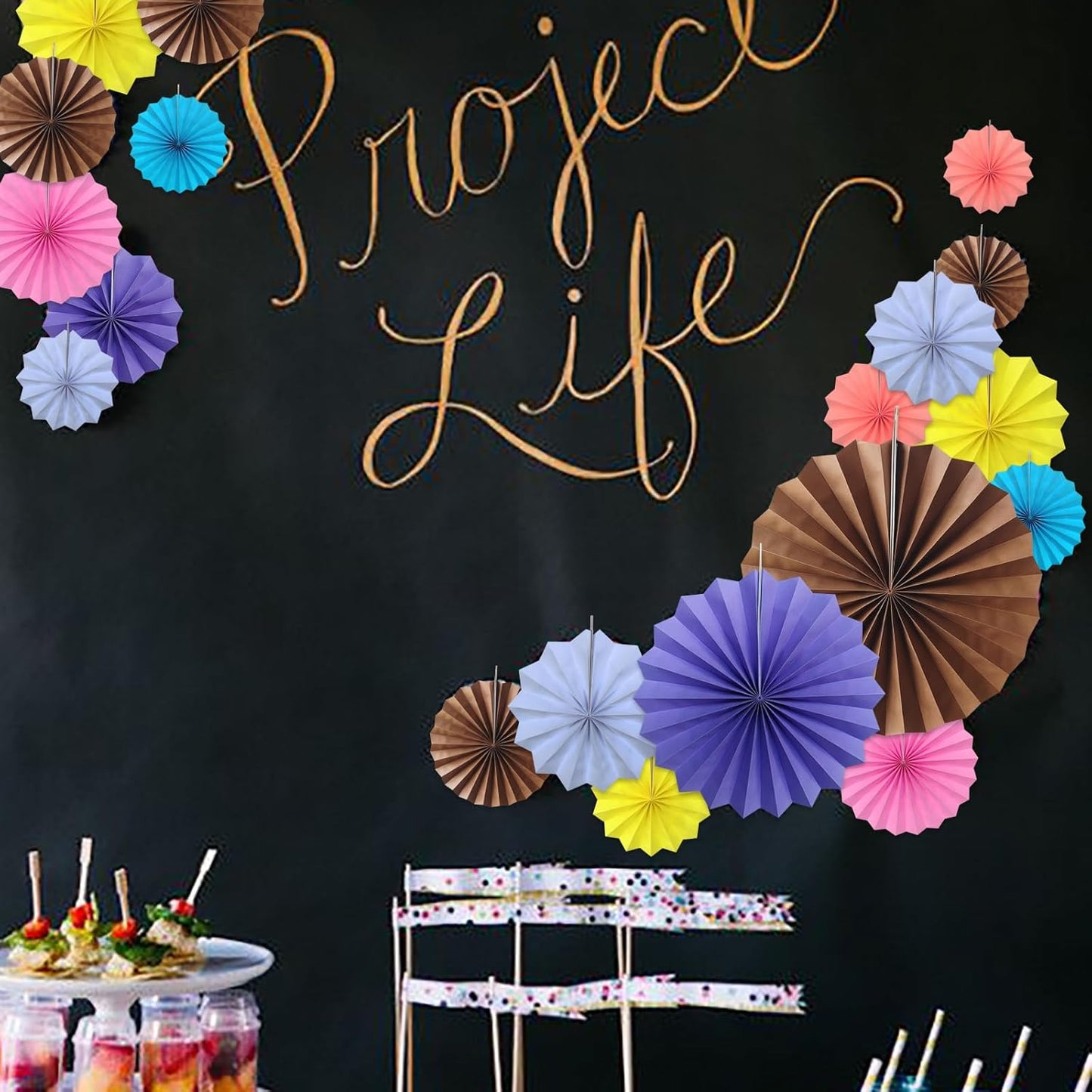 Brown Party Decorations,Brown Wedding Decorations for Party Events Accessories,Brown Birthday Decorations,Boho Party Decoration,Fall Decorations 12in Hanging Paper Fans 30 Color DIY Set(Brown)