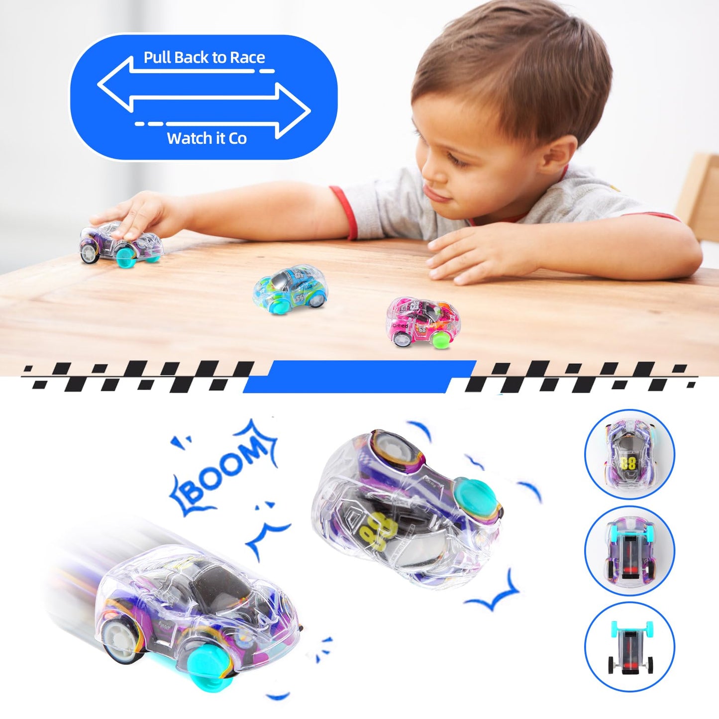 Benzem 50 Pcs Mini Pull Back Cars Set, Pull Back Racing Vehicles for Kids Toddlers, Bulk Toys Party
